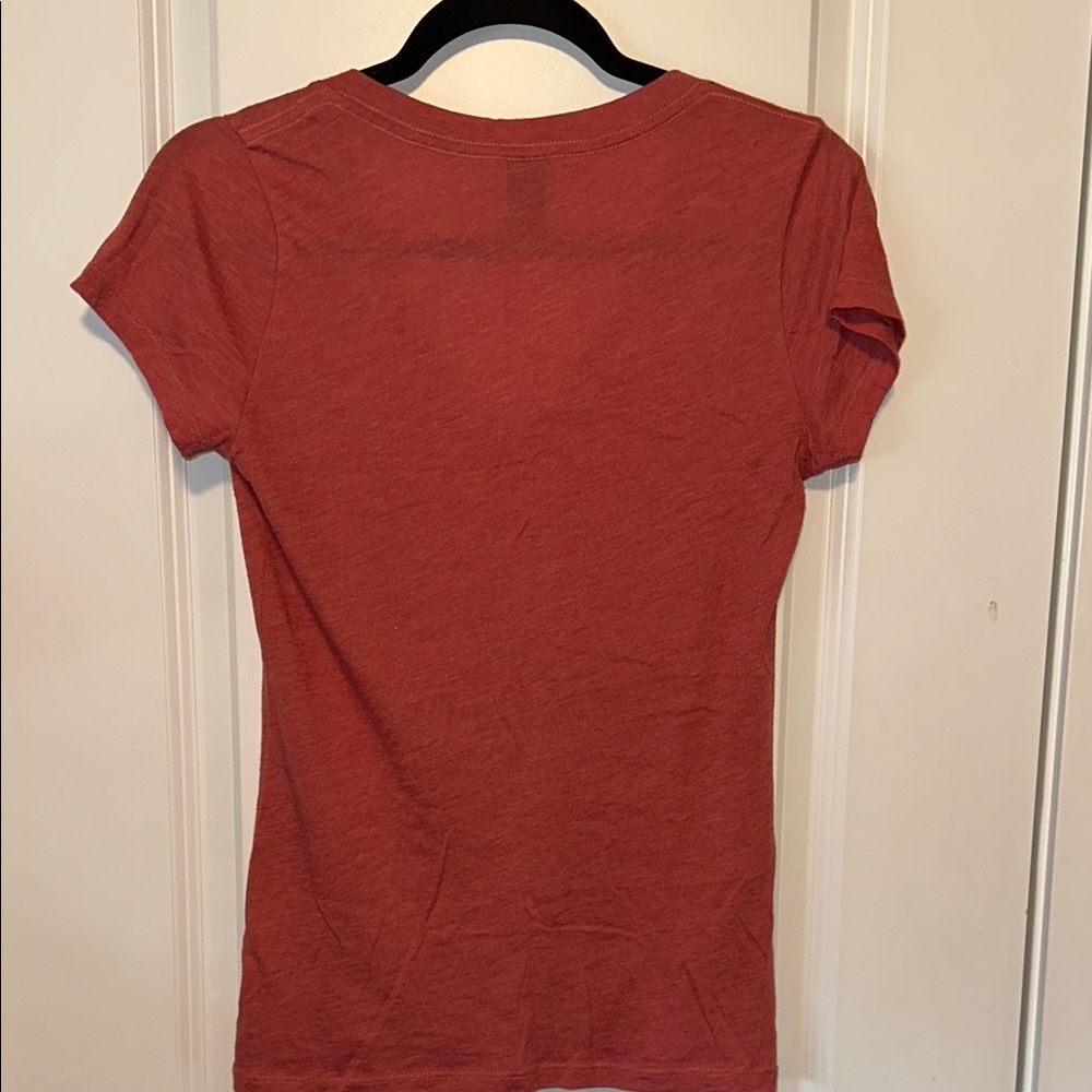 Obey Women's Red V-Neck Graphic Tee - Picture 3 of 5